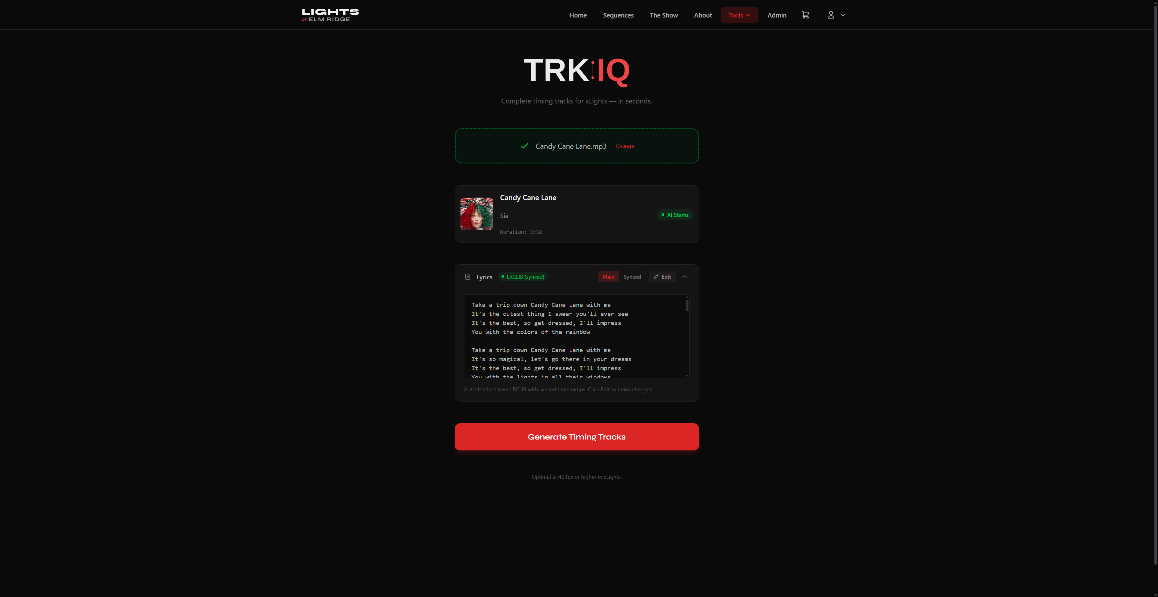 File uploaded — artist and title detected, lyrics loading